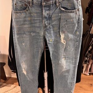 NSF Women’s Straight Slouch Jeans Size 30 Distressed Light Wash